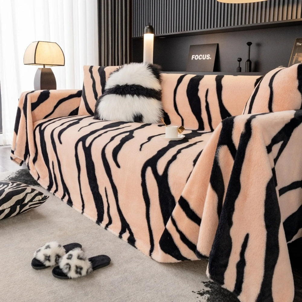BowLift | Wild Stripes Zebra Fleece Sofa Cover