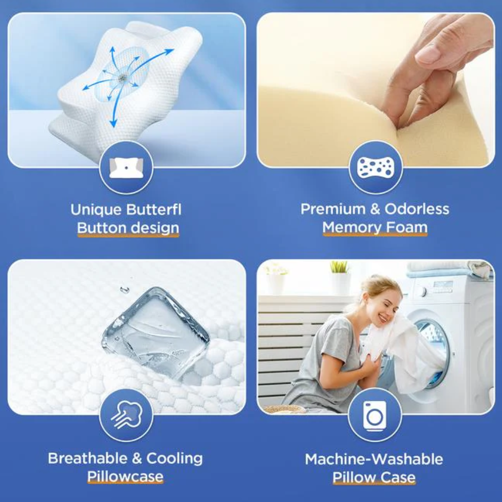 BowLift | Pillow for Back & Shoulder Pain Relief – Orthopedic Memory Foam Posture Pillow for Neck, Shoulder & Spinal Alignment Support