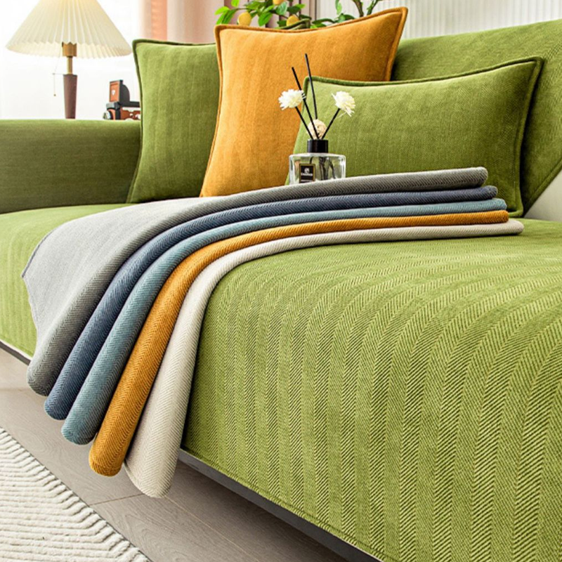 BowLift | Wavy Check Chenille Fabric Furniture Protector Sofa Cover