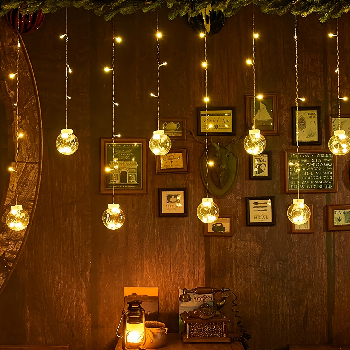 BowLift | Fairy Lights with Hanging Globe Ornaments