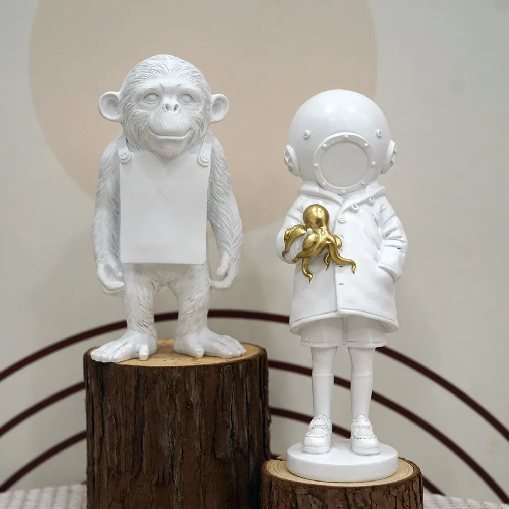 BowLift | Dropshipping Banksy Sculpture Collection Flower Thrower Statue Pop Art Modern Balloon Girl Figurine Office Home Decoration