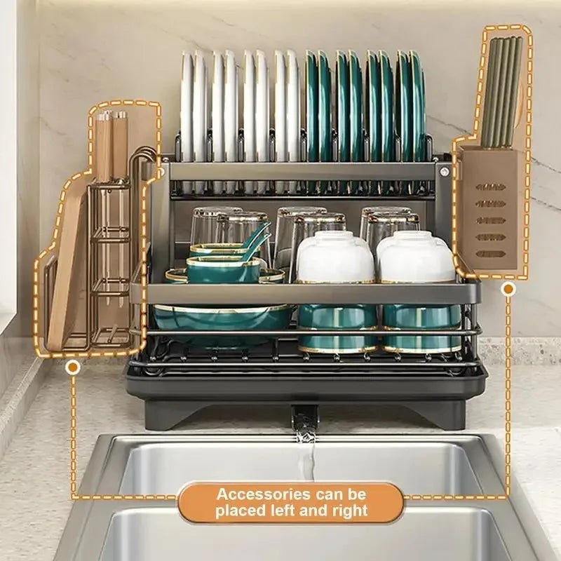 BowLift | Adjustable Stainless Steel Dish Drying Rack – Space-Saving Kitchen Drainer for Plates, Glasses & Cutlery