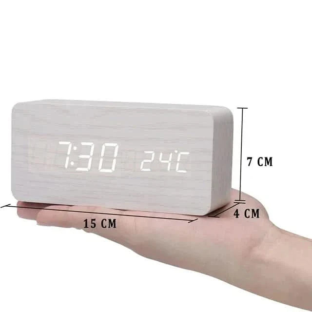 BowLift | Wood LED Alarm Clock – Voice & Temp Display