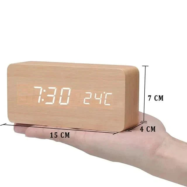 BowLift | Wood LED Alarm Clock – Voice & Temp Display