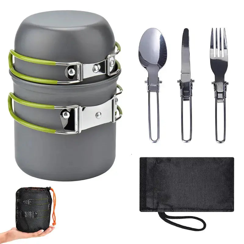BowLift | Camping Cookware Set with Stainless Steel Cutlery and Carry Bag
