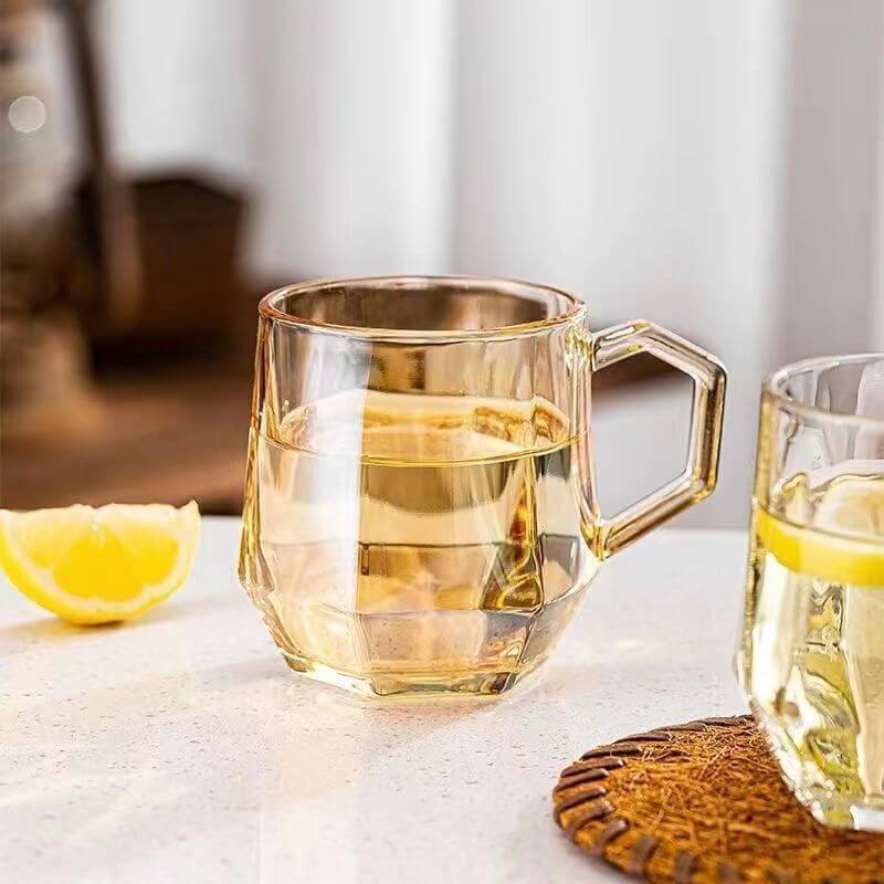 BowLift | Amber hexagonal Glass Cups