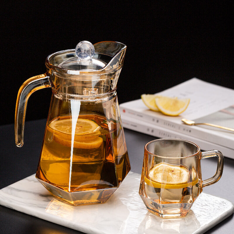 BowLift | Amber hexagonal Glass Cups
