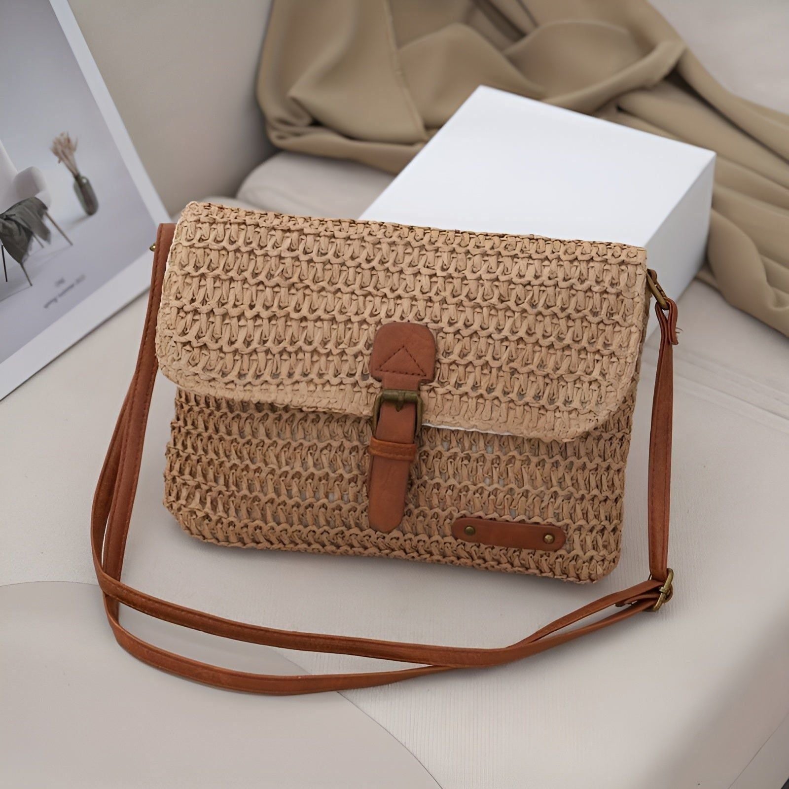 BowLift | Annalise Bag – Vintage Style Woven Straw Shoulder Bag for Summer