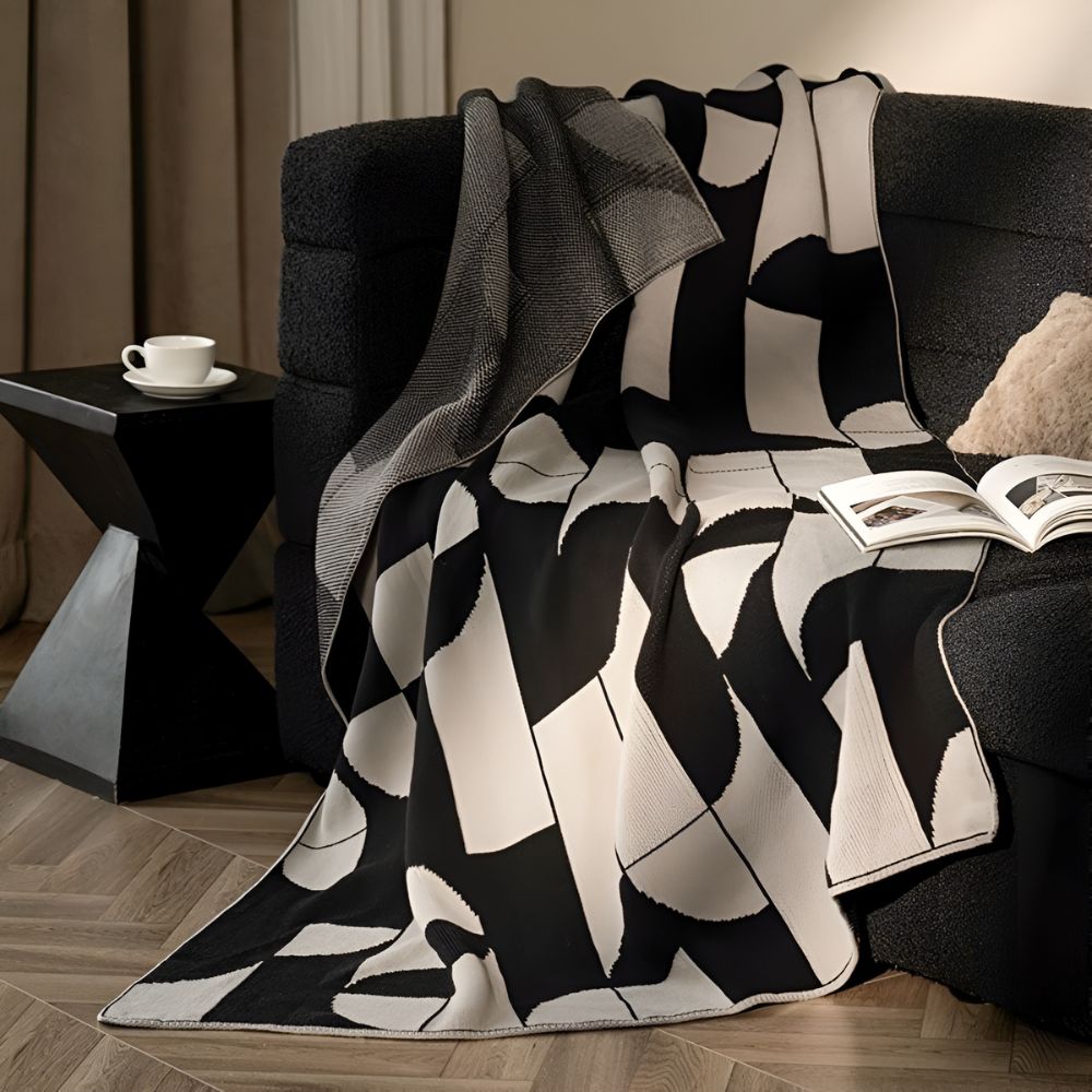 BowLift | Artevana Monochrome Geometric Throw Blanket