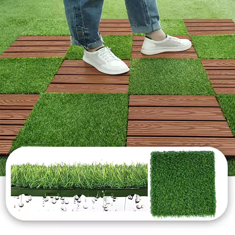 BowLift | 18 Pcs 12 x 12 Synthetic Grass Square Mats Artificial Grass Turf Patch Tiles Diy Grass Decoration