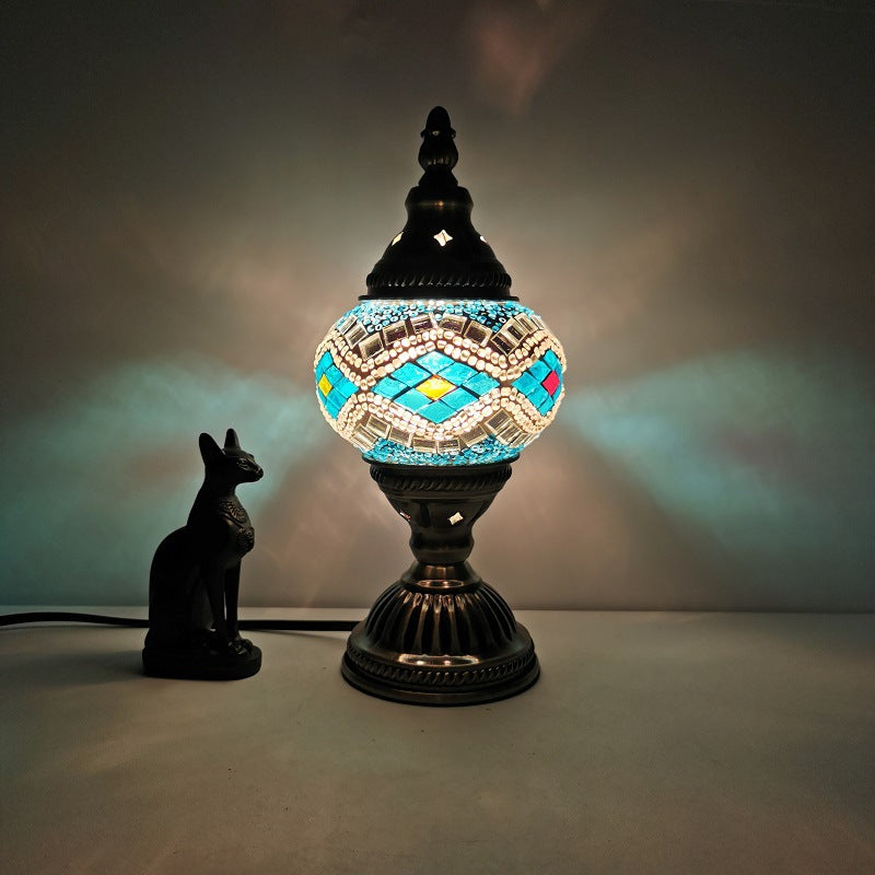 BowLift | Traditional Tiffany Oval Glass Iron 1-Light Table Lamp for the Living Room