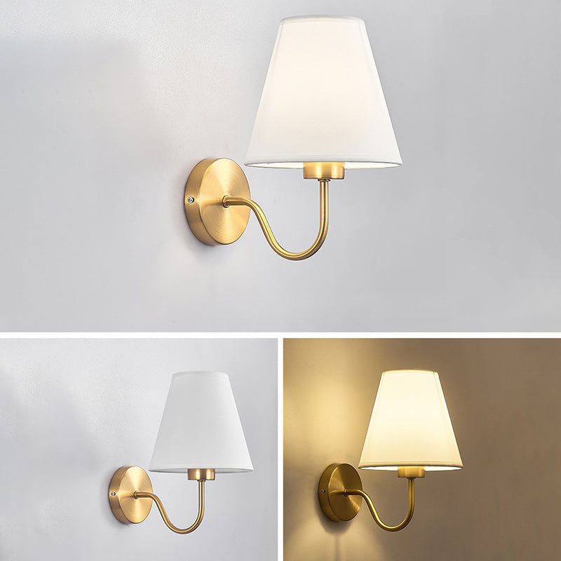 BowLift | Contemporary Nordic Round Curved Rod Iron Fabric Shade 1-Light Wall Light Lamp for Living Room