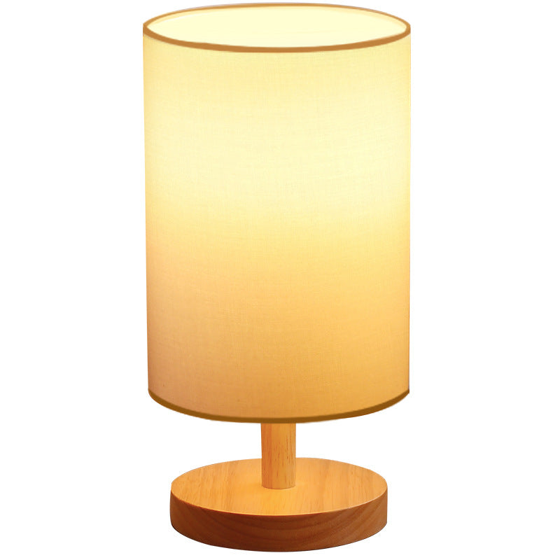 BowLift | Traditional Japanese Cylinder Wood Fabric 1-Light Table Lamp for the Living Room