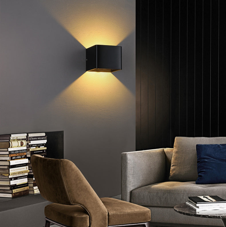 BowLift | Modern Minimalist Waterproof Cube Up Down Aluminum Glass Induction LED Wall Light Lamps For Bedroom