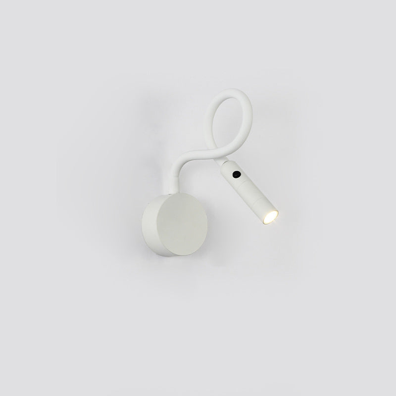 BowLift | Modern Minimalist Iron Round Flexible Bend Tube LED Reading Lamp Wall Sconce Lamp for Bedroom
