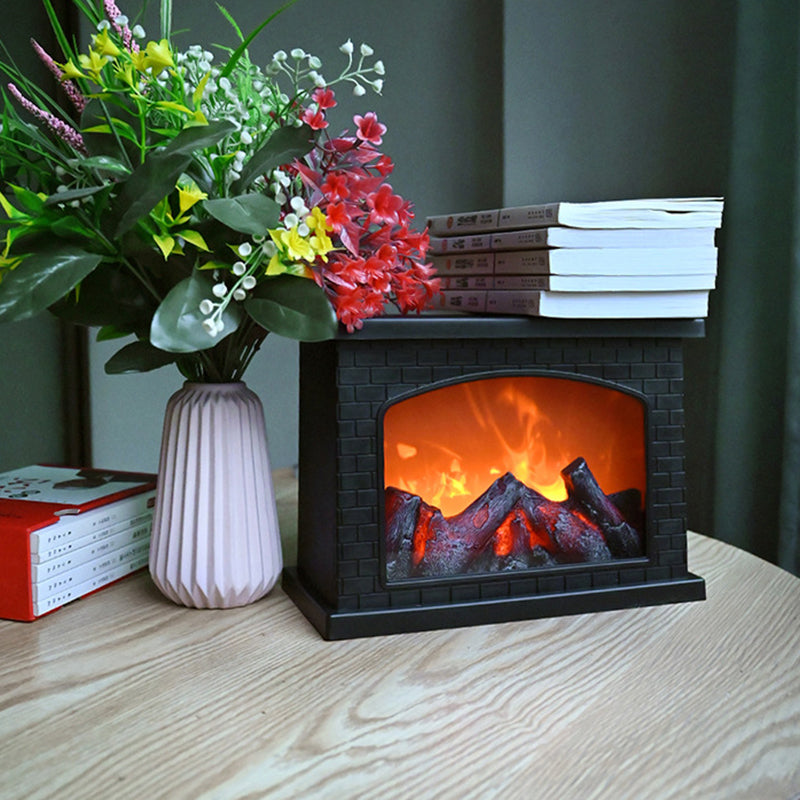 BowLift | Contemporary Retro ABS Simulated Flame Fireplace Round Battery Rectangular LED Table Lamp For Living Room