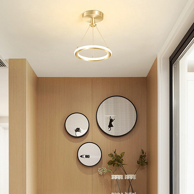 BowLift | Contemporary Nordic Round Metal Silica LED Semi-Flush Mount Ceiling Light for Corridor