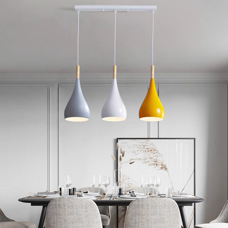BowLift | Nordic Iron Wood Aluminum Pumpkin Water Drop 1-Light Pendant Light for Dining Room