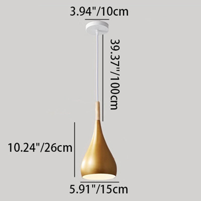 BowLift | Nordic Iron Wood Aluminum Pumpkin Water Drop 1-Light Pendant Light for Dining Room