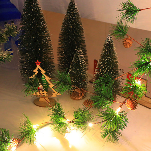 BowLift | Modern Art Deco Battery Copper Plastic Leaf Bell Pine Needle Red Fruit Christmas Decoration LED String Lights For Bedroom