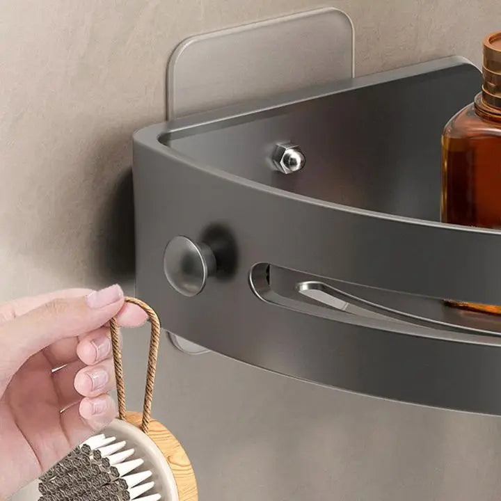 BowLift | Bathroom Wall Shelf – Stainless Steel Corner Basket with Adhesive Holder
