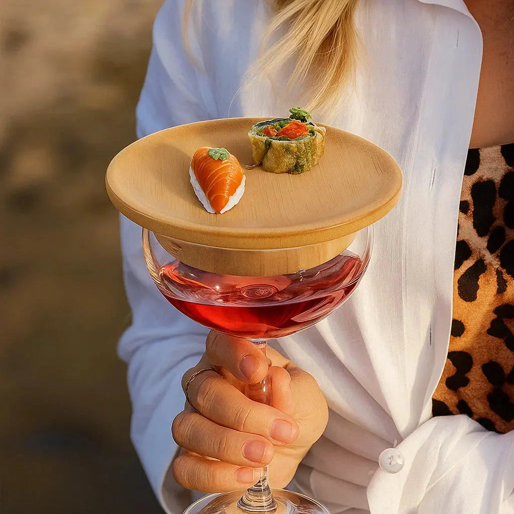 BowLift | Bamboo Wine Glass Snack Holder — Elegant Snack Holder for Wine Evenings