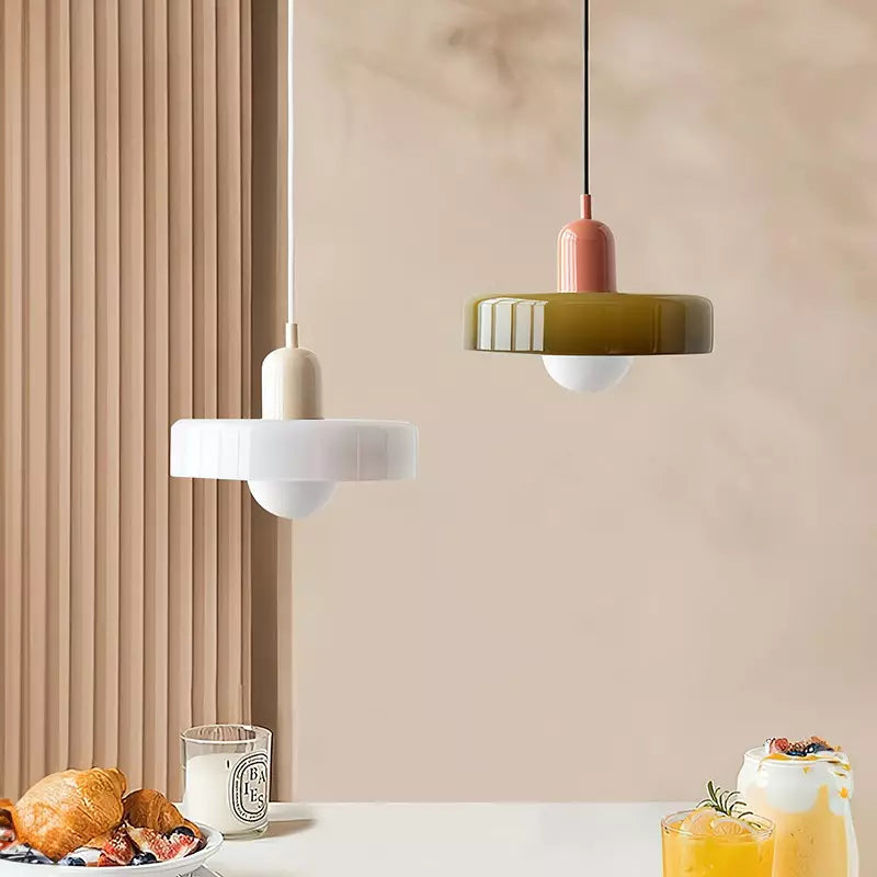 BowLift | Coloured Glass Pendant Light – Elegant Bauhaus-Style Hanging Lamp for Living Room & Dining Area
