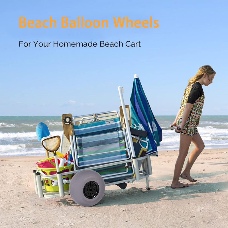 BowLift | 12 Inch Balloon Wheel Beach Car Tire Replacement Large Sand Wheel for Beach Car, Kayak Cart, Canoe Cart, Etc. With Free Air Pump, 2 Pack