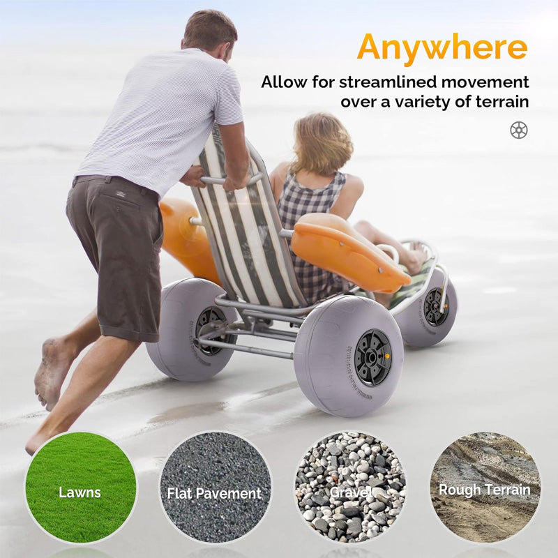 BowLift | 12 Inch Balloon Wheel Beach Car Tire Replacement Large Sand Wheel for Beach Car, Kayak Cart, Canoe Cart, Etc. With Free Air Pump, 2 Pack