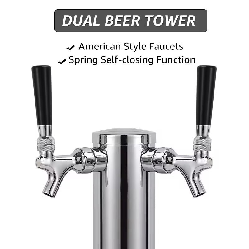BowLift | Stainless Steel Beer Drip Tray & Double Tap Beer Tower Beer /Wine/Soda Water Dispenser Set 3'' Beer Tower For Beer Home Brewing