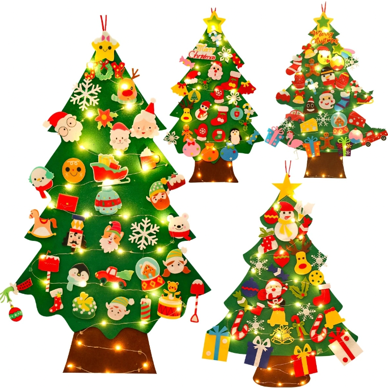 BowLift | Felt Christmas Tree for Kids – Montessori Learning Toy with 32 Ornaments