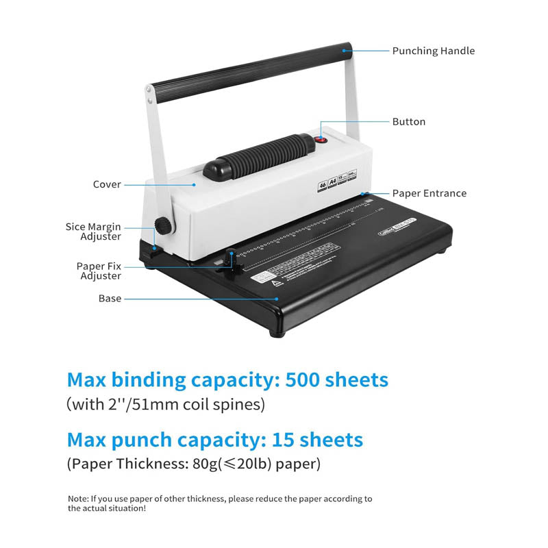 BowLift | Binding Machine Coil Spiral Binding Machine Electric Coil Inserter for Letter Size/A4/A5 with 100pcs 5/16'' Coil Binding Spines