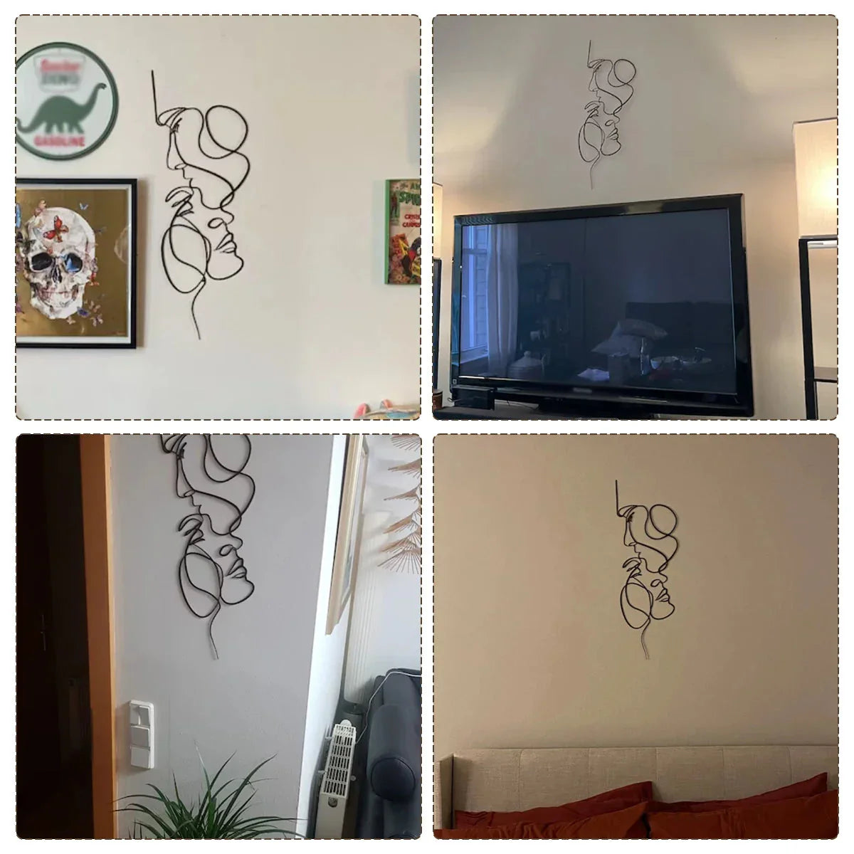 BowLift | Black Metal Wall Art Wall Decoration Abstract Iron Wall Sculpture Minimalist Face Line Home Decor Craftsmanship