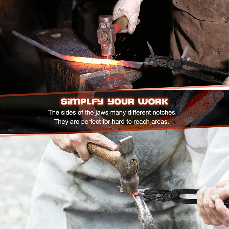 BowLift | Wolf Jaw Blacksmith Tongs for Beginner & Professional Blacksmiths Bladesmiths & Craftsmen (15 in 16 in 17 in)
