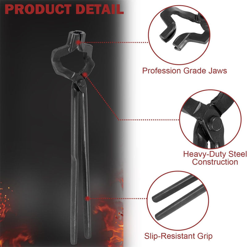 BowLift | 16"Z- V-Bit Style Tongs Blacksmith Tongs Z-Jaw Offset Knife Making Tongs Blacksmith for Beginner and Seasoned Blacksmiths Bladesmiths and Craftsmen