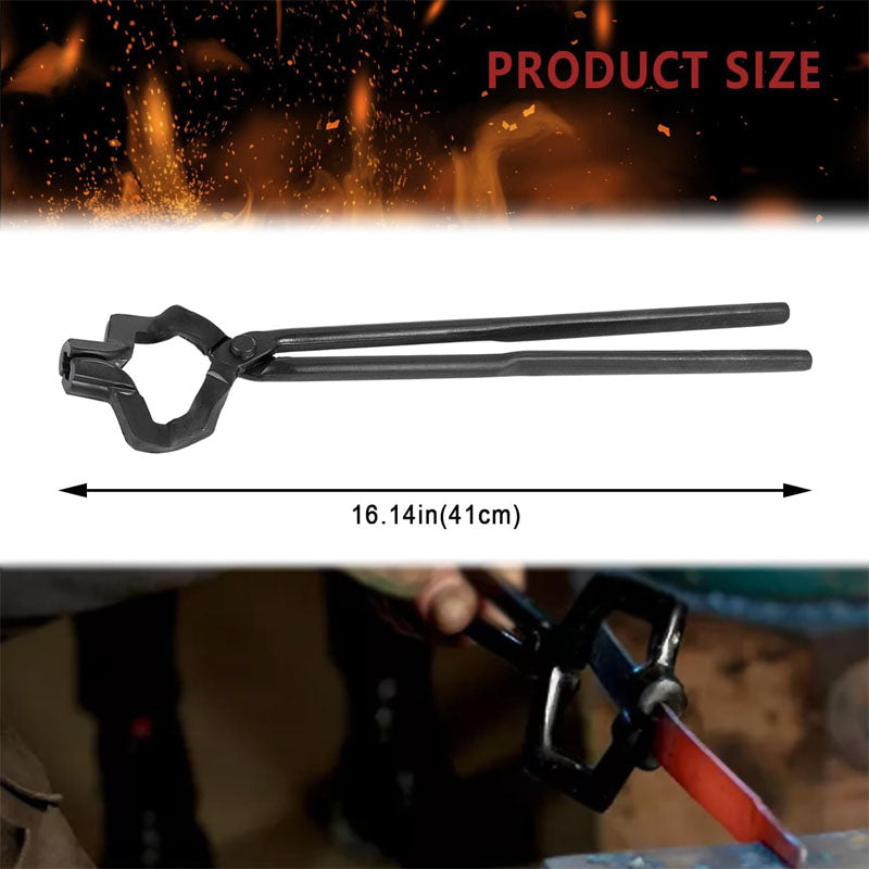 BowLift | 16"Z- V-Bit Style Tongs Blacksmith Tongs Z-Jaw Offset Knife Making Tongs Blacksmith for Beginner and Seasoned Blacksmiths Bladesmiths and Craftsmen