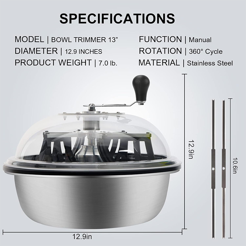 BowLift | 13 Inch Bud Leaf Bowl Trimmer Twist Rotary Cutting for Hydroponics Plants with Sharp Stainless Steel Blades