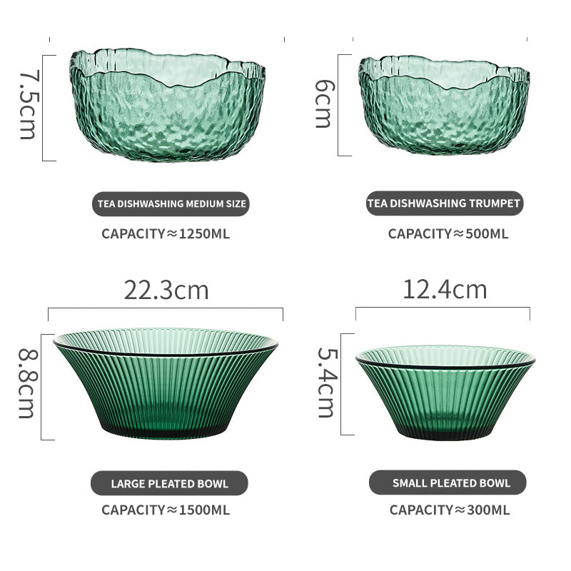 BowLift | Household Tableware And Dishes Set, Glass Salad Bowl, Large Fruit Bowl, Creative Tableware, Fruit Plate, Large Bowl, Bamboo Hat, Bowl And Plate