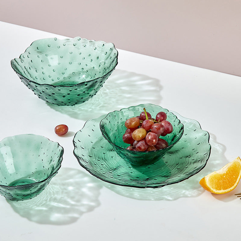 BowLift | Household Tableware And Dishes Set, Glass Salad Bowl, Large Fruit Bowl, Creative Tableware, Fruit Plate, Large Bowl, Bamboo Hat, Bowl And Plate