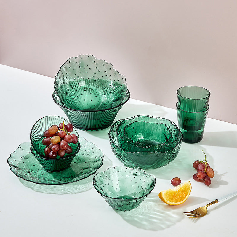 BowLift | Household Tableware And Dishes Set, Glass Salad Bowl, Large Fruit Bowl, Creative Tableware, Fruit Plate, Large Bowl, Bamboo Hat, Bowl And Plate