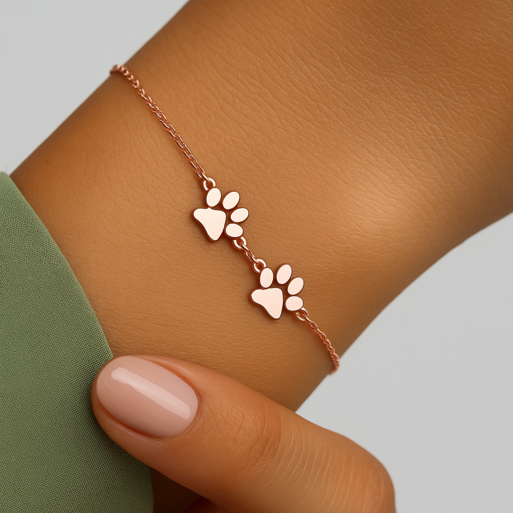 BowLift | Bracelet Personalized Paw Print Engraved Stainless Steel Adjustable