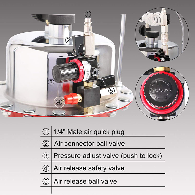BowLift | Brake Bleeder Kit Pneumatic Pressure Brake Clutch Fluid Bleeding Tool Set Air Power Pressurized Oil Change Bleeder Machine