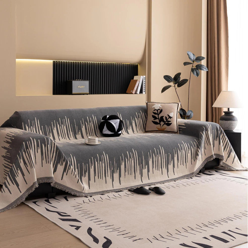BowLift | Brushstroke Vertical Pattern Chenille Sofa Cover