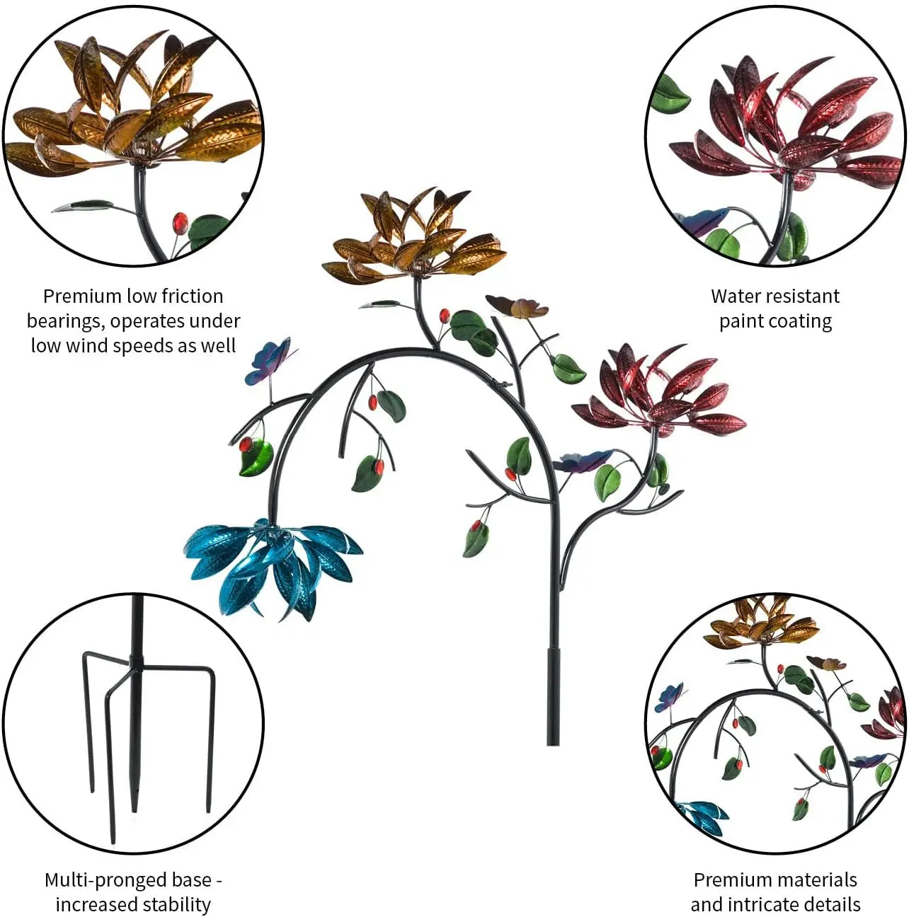 BowLift | Colorful Garden Windspinner – Fascinating Flower Decoration