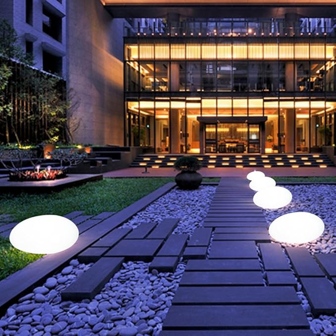 BowLift | Cobblestone LED Garden Light Fixture - Solar-Powered Outdoor Lighting for Pathways & Landscapes