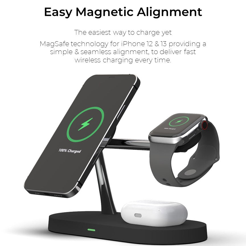 BowLift | 4-in-1 Wireless Charging Station - Magnetic Qi Charger for Phone, Watch & Earbuds