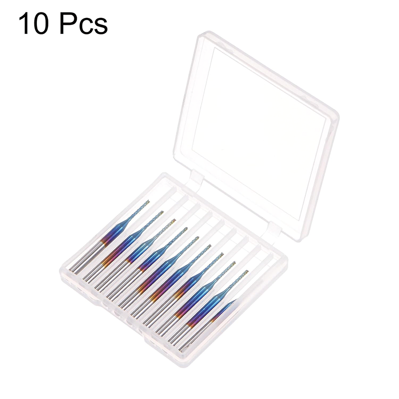 BowLift | 10pcs End Mills CNC Router Bits,1/8" Shank 1mm Blue Coated Tungsten Carbide Milling Cutters,for Milling Machine PCB Acrylic Wood Aluminum Metal