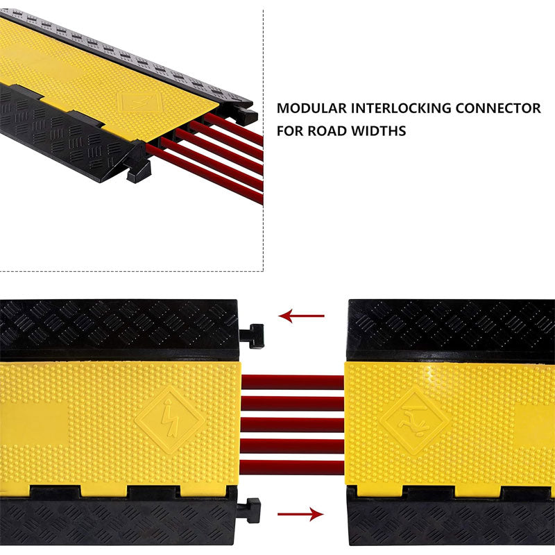BowLift | 1 Pack Rubber Cable Ramp Hose Cable Protector Ramp 5 Channel 22000 lbs Load Capacity For Indoor Outdoor