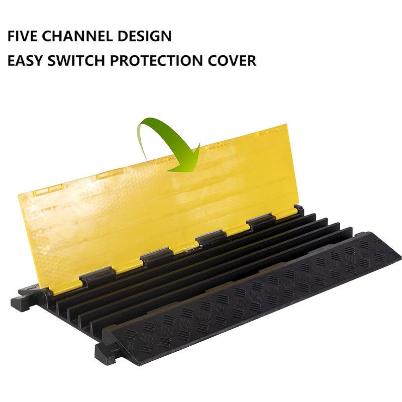 BowLift | 1 Pack Rubber Cable Ramp Hose Cable Protector Ramp 5 Channel 22000 lbs Load Capacity For Indoor Outdoor