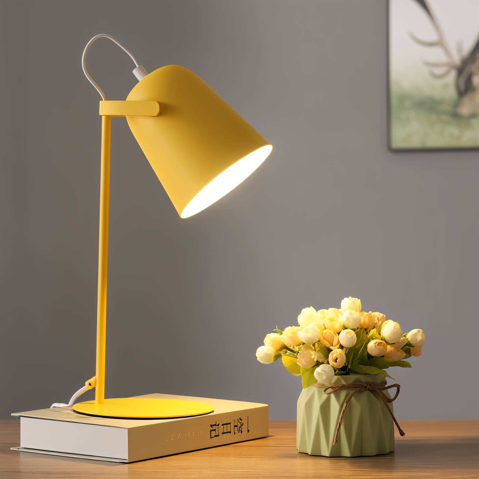 BowLift | Macaron Desk Lamp – Nordic Yellow Adjustable Table Lamp for Reading & Study